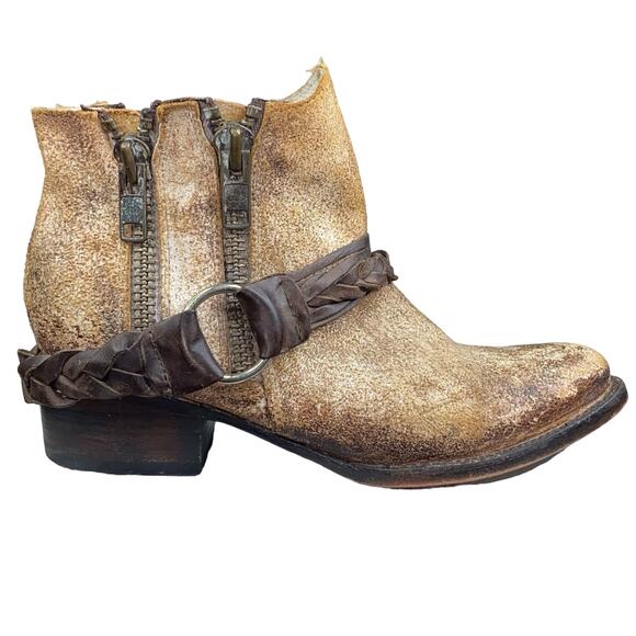Freebird By Steven Clash Distressed Brown Leather Boho Ankle Boot Size US  8 - Picture 1 of 11